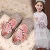 New Rhinestone Bow Soft Bottom Crystal Shoes Children's Small Leather Shoes