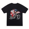 Santa Claus Riding A Motorcycle Funny Personality Pure Cotton Printed Tshirt Men and Women Casual Loose Oversized To