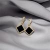 Geometric Black Square CZ Crystal Pendant Earrings Brincos for Women Girls Jewelry Christmas Gift