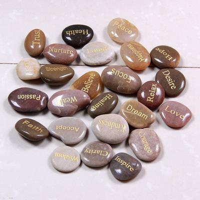 Good-25 Engraved Inspirational Stones With Words Of Encouragement Gold Engraved Stones For Worry Affirmation Meditation Stones