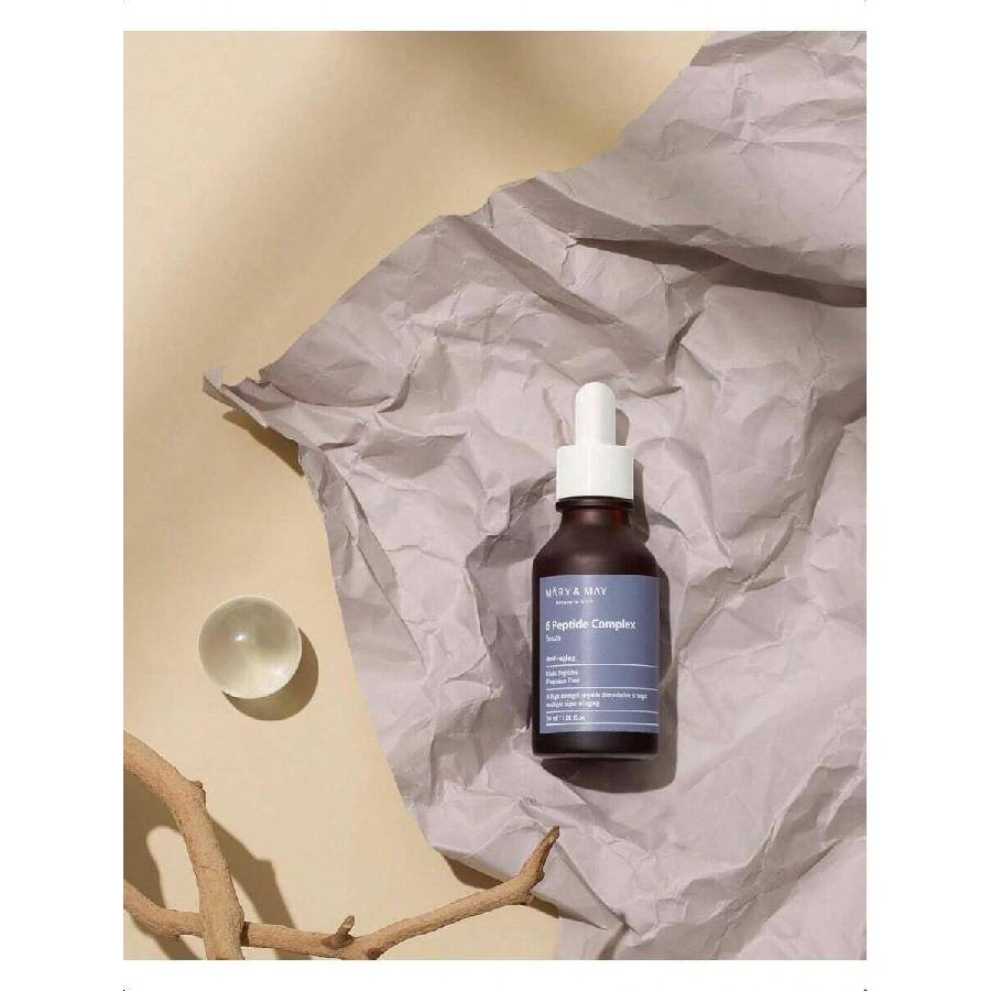 Mary&May Serum z Kompleksem 6 Peptydów 30ml - Zaawansowana Redukcja Zmarszczek z Efektami Ujędrniającymi i Liftingującymi - Koreańska Pielęgnacja Skóry - Bez Zapachu