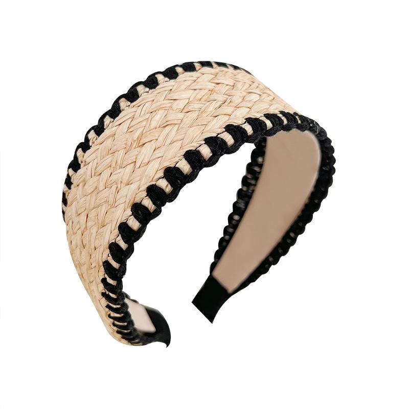 Chic Woman Weaving Fur Tape Knotted Headbands for Female Casual Shopping Beach Travel Headpiece Wide Adult Head Hoop
