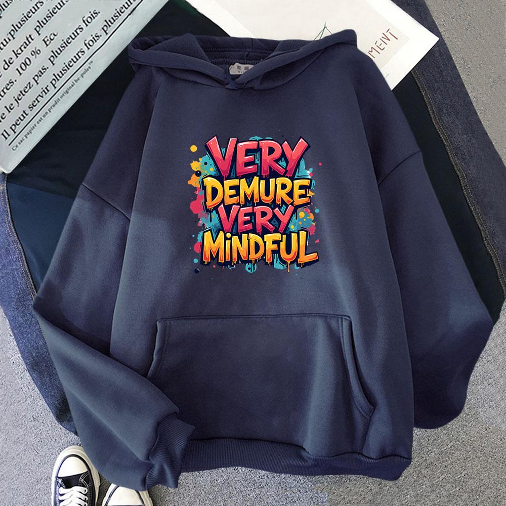 Very Demure Very Mindful Hoodies for Men Fashion Print Sweatshirts with Hooded Y2k Top Women Clothes Long Sleeved