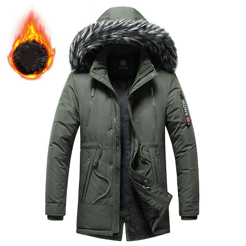 Winter Men Warm Jacket Men Cotton Windproof Casual Parkas Jacket Coat Fur Collar Outwear