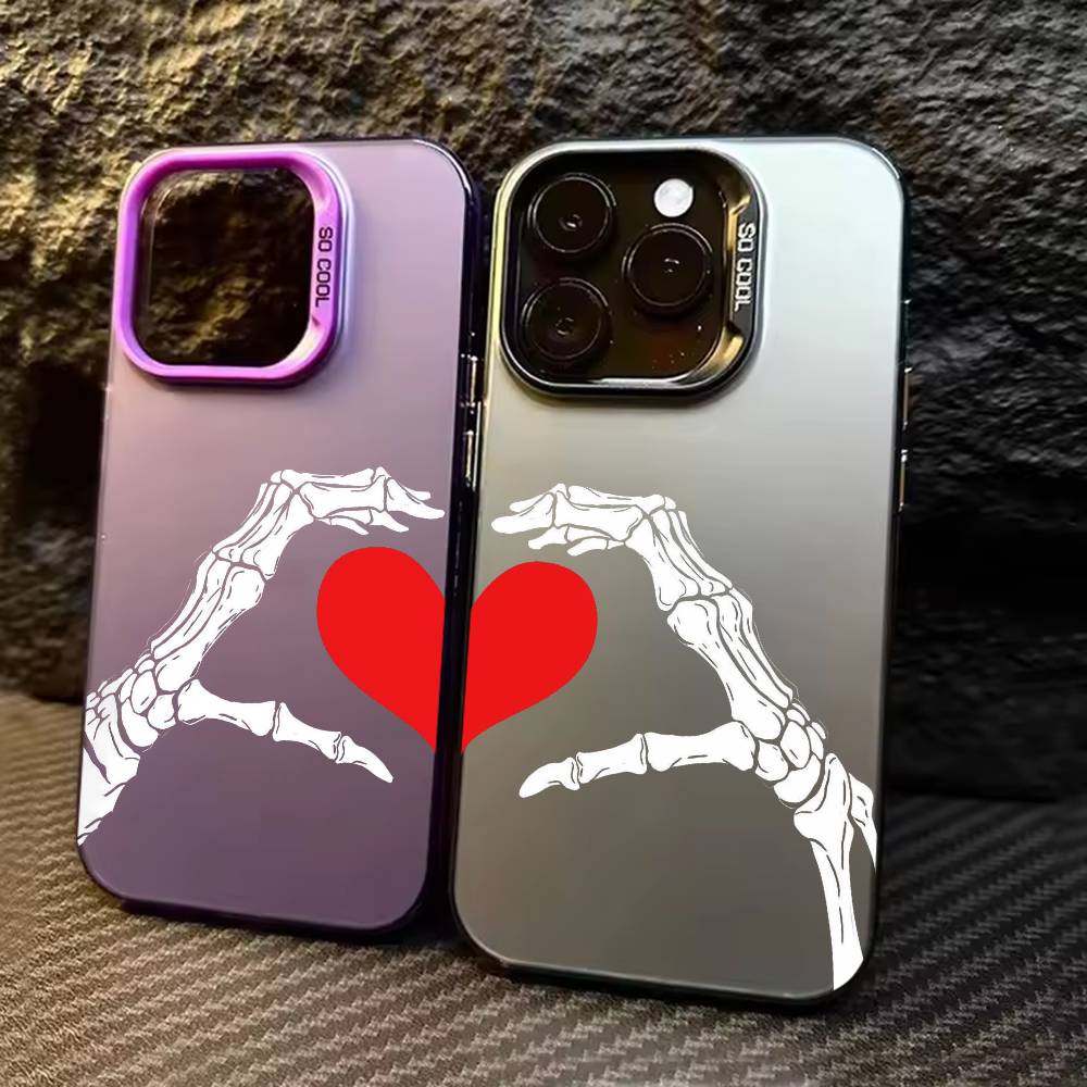 Love couple avatar Phone Case For iPhone 17,16,15,14,13,12,11,Pro Max,Plus Candy Silver Cover
