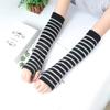 Winter Warm Long Sleeves Gloves For Man Women Fingerless Stripe Knitted Elbow Mittens Elastic Outdoor Fashion Warm Wrist Glove