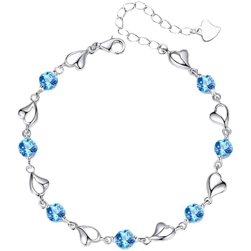Chow Baifu Ocean Heart Blue Zircon Bracelet
