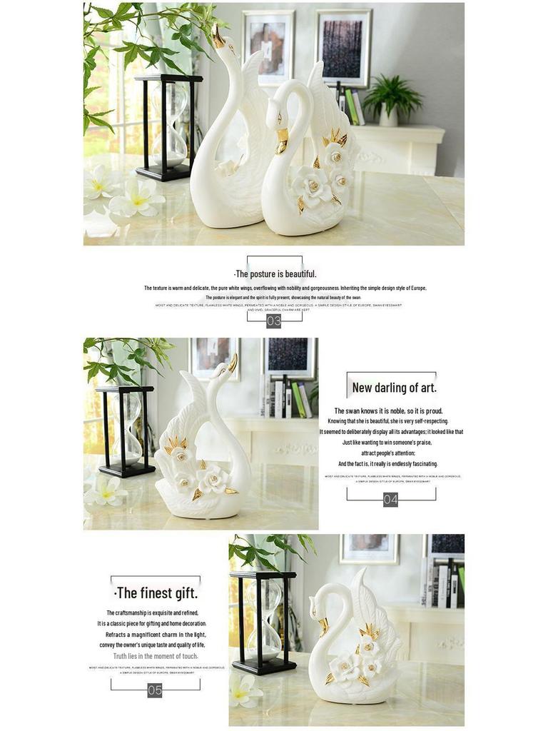 Ornements Cygnes en Céramique: Décoration d'intérieur élégante pour salon, cave à vin ou cadeaux de mariage