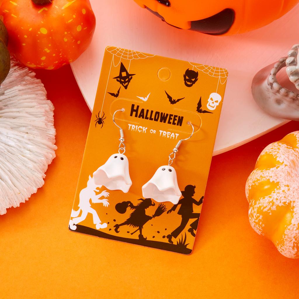 Cute Halloween Ghost Drop Earrings for Women Girls Asymmetric Metal Little Devil Earring Zircon Festival Party Accessories Gift