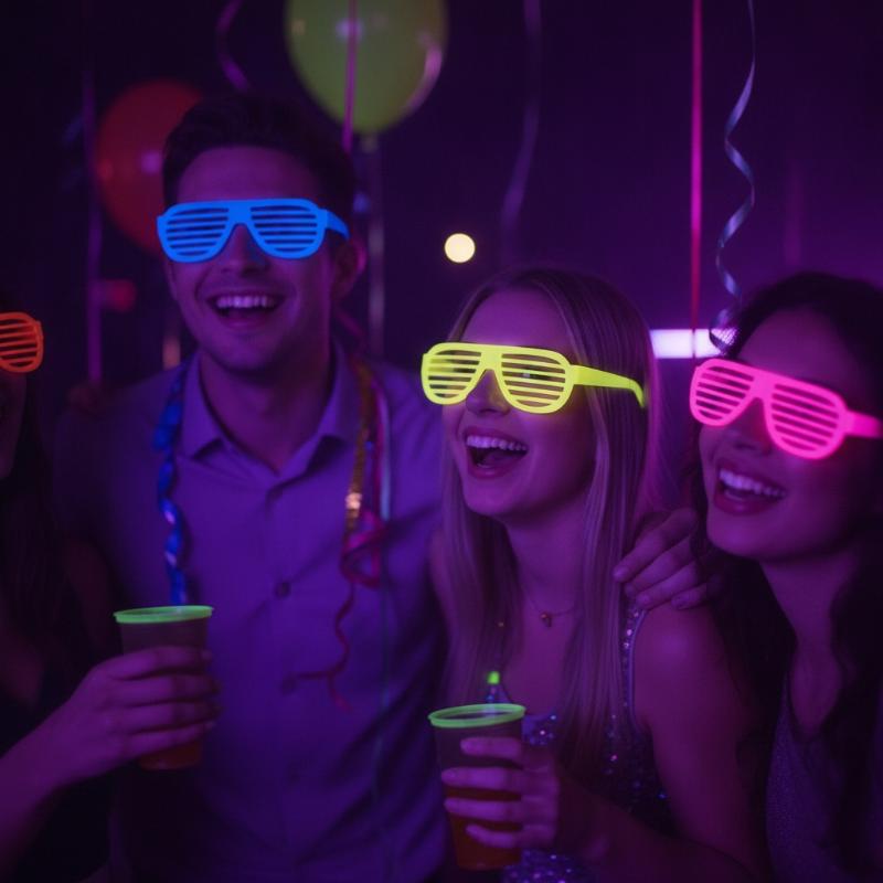 10Pcs Glow In Dark Party Glasses Neon Colorful Fluorescent Eyeglasses for Bar Pub Theme Event Supplies Random Color