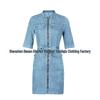 Slim Solid Color Women's Denim Dress with Zipper, Tie Waist - European & American Style