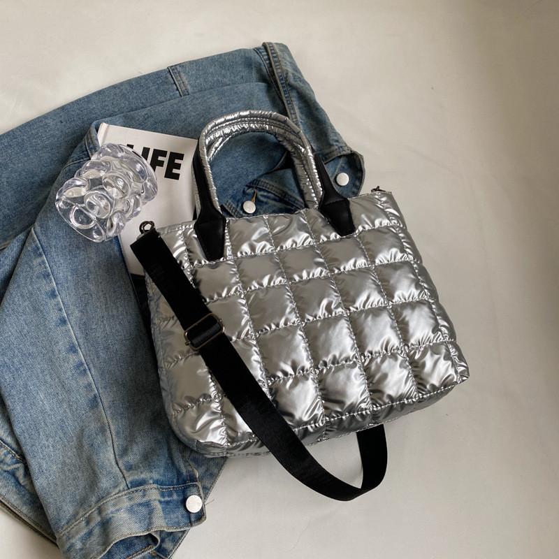 IELGY Large Capacity Handbag Fashion Solid Color Diamond Tote Bag