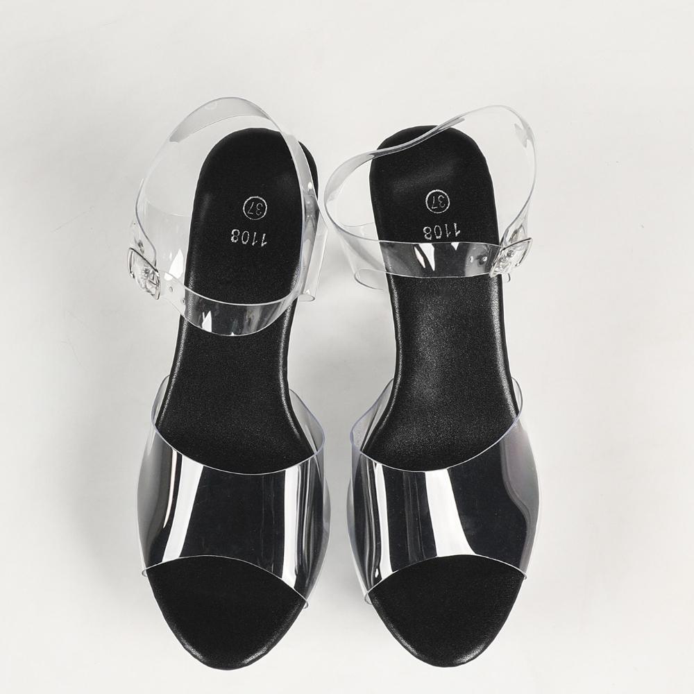 2026 European Peep Toe Platform Sandals, Transparent Single Strap Crystal Stiletto Heels For Party Dress LFD1109-2