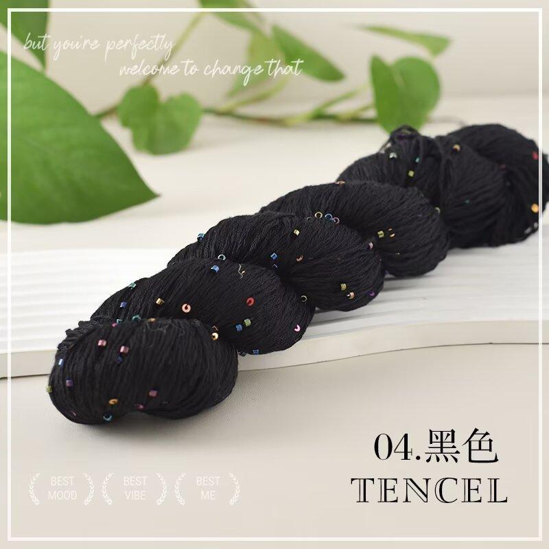 Tencel Beads Colorful Sequins Thread Summer Hand-Knitted Sweater Scarf Shawl Twisted Yarn 100G
