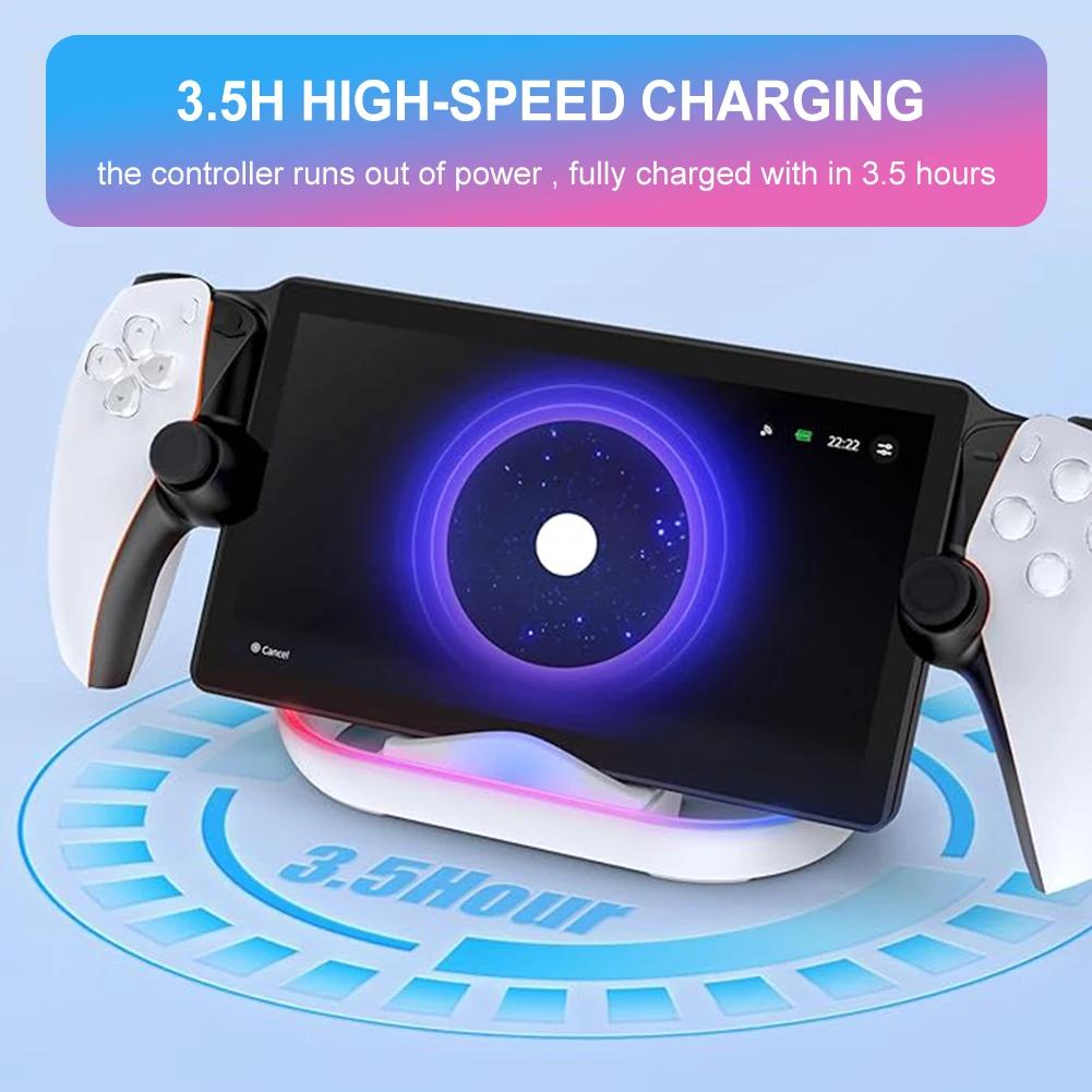 For PS5 Portal Charging Dock Streaming Handheld Type-C Charging Stand with RGB Light Charger Station For Sony Playstation Portal