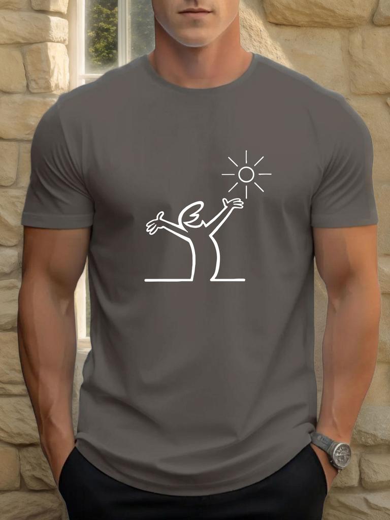 Sun and Hand Print 100 Cotton Cool Men Woment Tshirt Summer Autumn Daily Outdoor Sports Party Casual Loose Street Short Sleeve