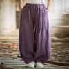 Pantaloni de vară din bumbac și in Pantaloni largi, cu talie elastică de meditație, de marime mari Pantaloni casual de damă