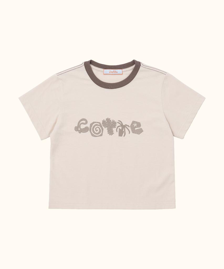 Kkotte Doodle Garden Crop T-Shirt (Cream)