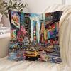 2D Flat - 1pc 2D Flat Printing Pillowcase, Double-Sided Printing, Non-Embroidery, Manhattan Times Square Couple Pillowcase Perfect Home Decor And Holi