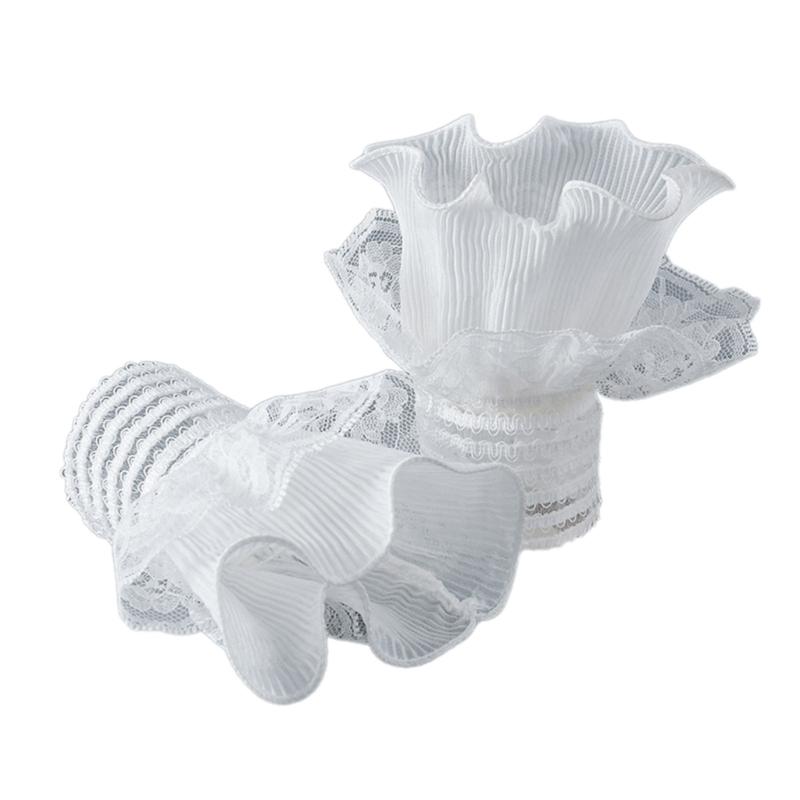 

Девушки Харадзюку Рюши на запястьях Эластичные накладные рукава для фотосессии Украшения для рубашки Женские рукава с рюшами 1 белый