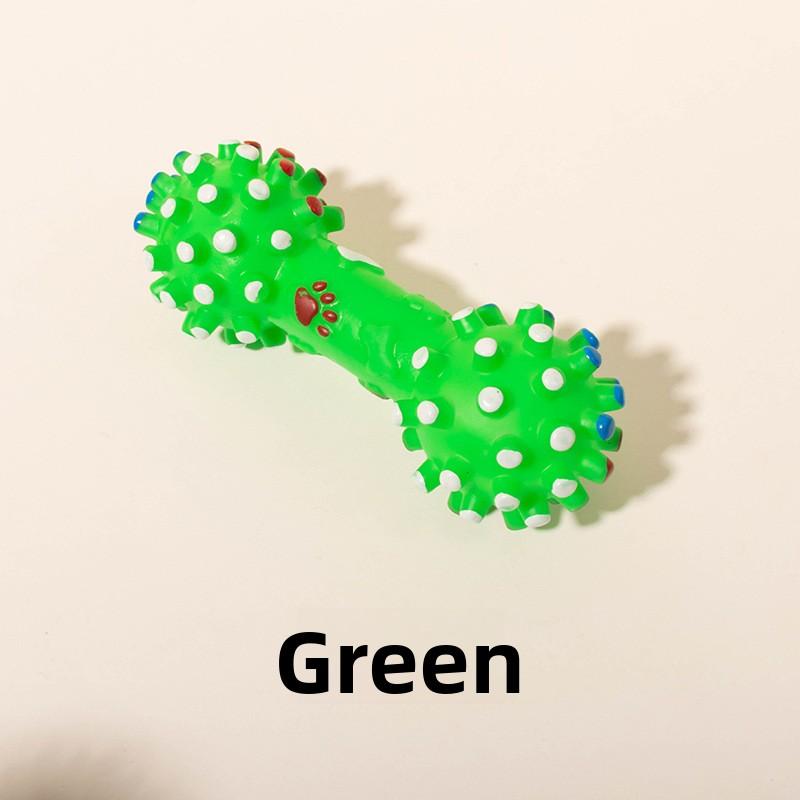 Rubber-coated Toy Large Barbell with Spikes - Toothbrushing and Teeth-cleaning Pet Sound-producing Toy Dumbbell - Large Size