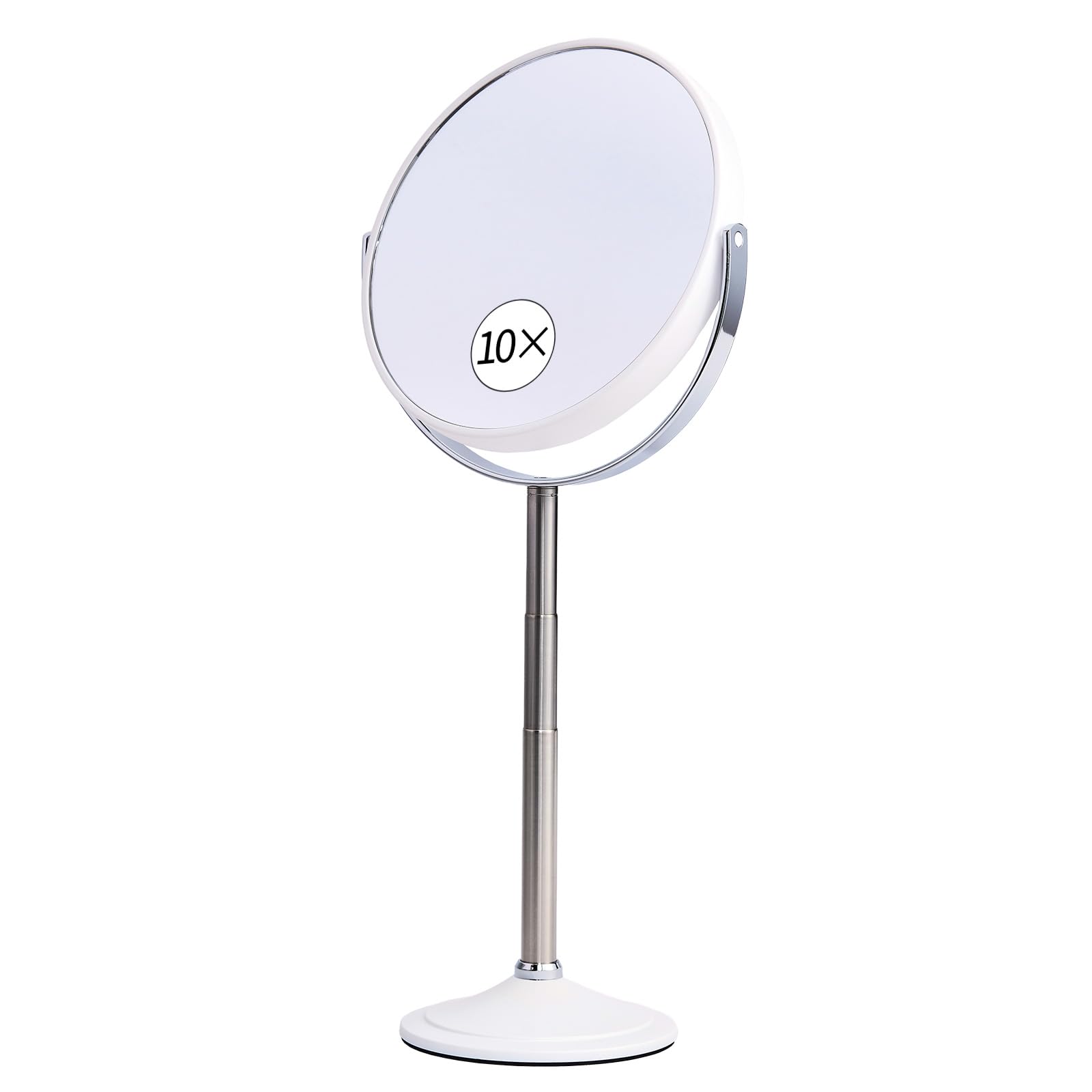 Magnifying Tabletop Makeup Mirror [Height Adjustable] 10x and 1x Magnification, Double-Sided, Large Mirror, Makeup Stand Mirror, Tabletop Mirror (10X)
