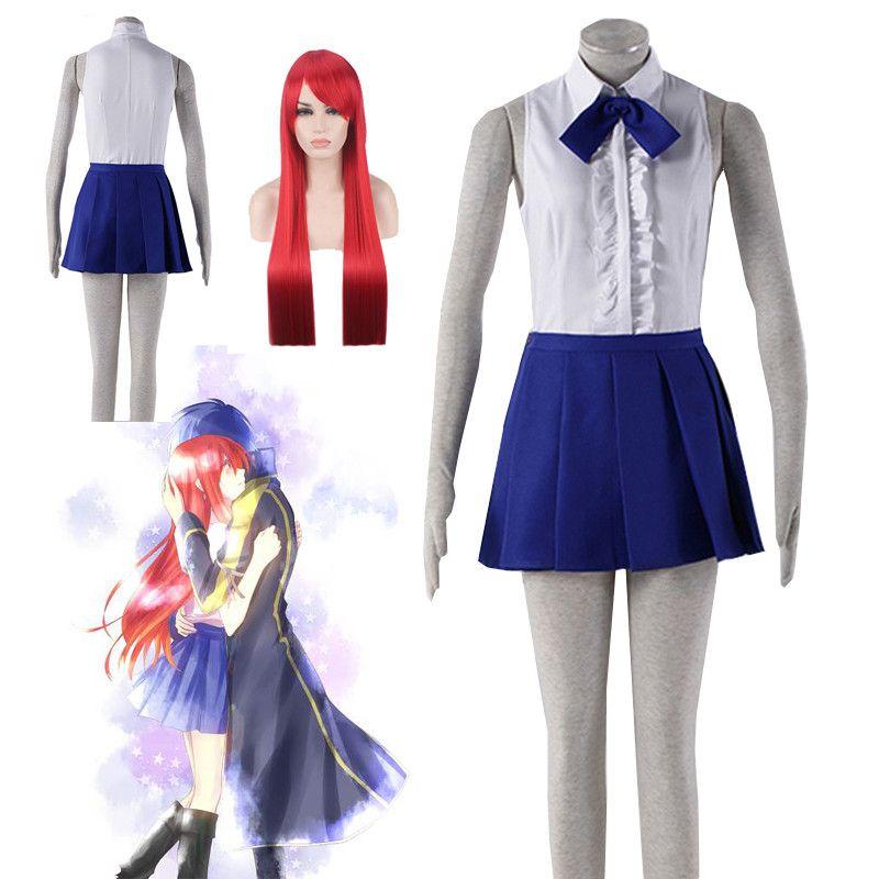 Anime Tail Fairy Erza Scarlet Daily Uniform Skirt Cosplay Costume Dress Outfit