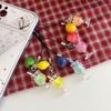 Miniature Drink Cup Keychain with Fruit Pendant Beaded Keyring Bag Accessories Gift for Women and Girls