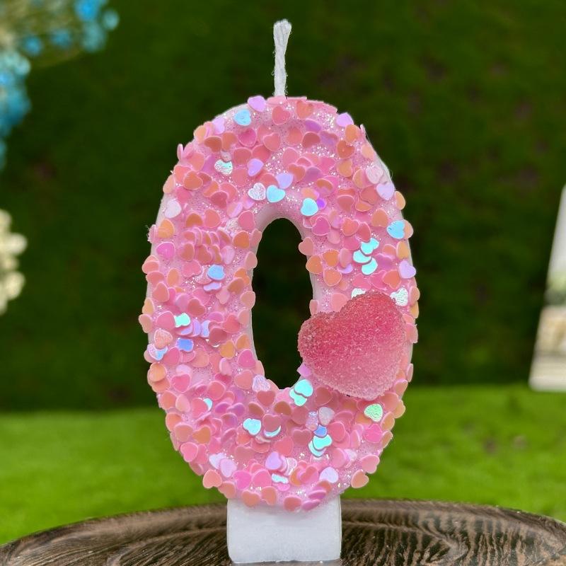 

Digital Birthday Candles Cake Decoration First Birthday Celebration Pink Love Heart 0