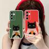 Cute Coffee Cat Clear Mobile Phone Case for Samsung Galaxy S25 S24 S23 S22 S21Plus FE Ultra Colorful Cover