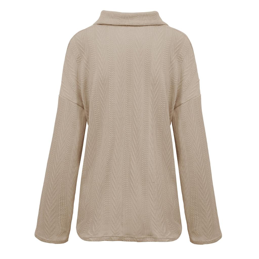 Women's Casual Fashion Solid Color Shirt Lapel Single Breasting Loose Coat