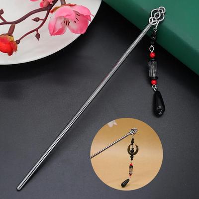 Hanfu Step Shake Tassel Hair Ornaments Alloy Chinese Style Plum Blossom Moon Hairpin Simple Hair Styling Tool for Hair Buns