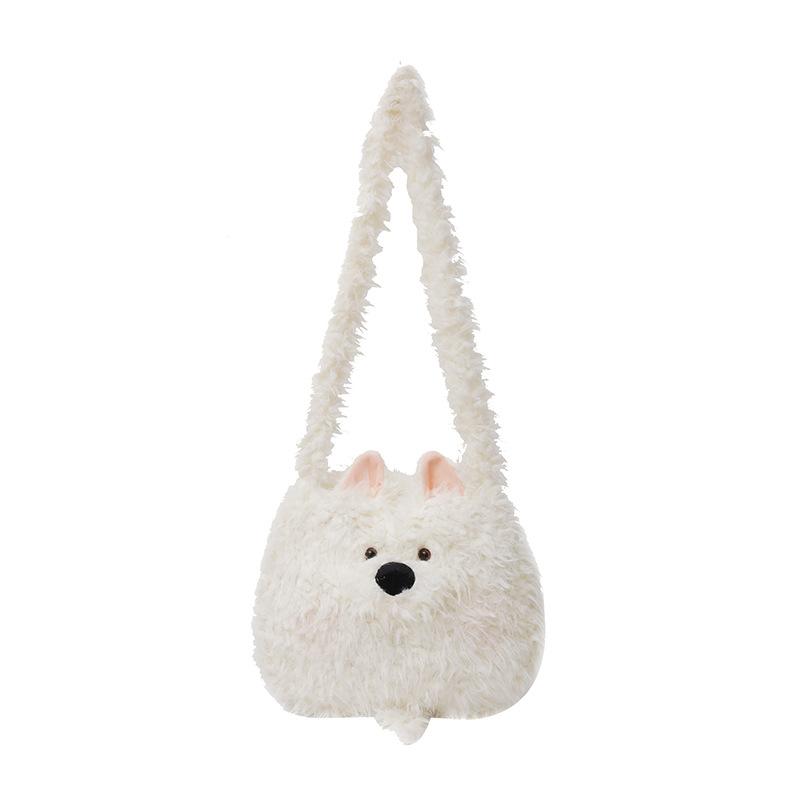 Sweet and Cute Puppy Plush Bag Women's Spring Season 2025 New Casual Versatile Girl Tote Bag Tide