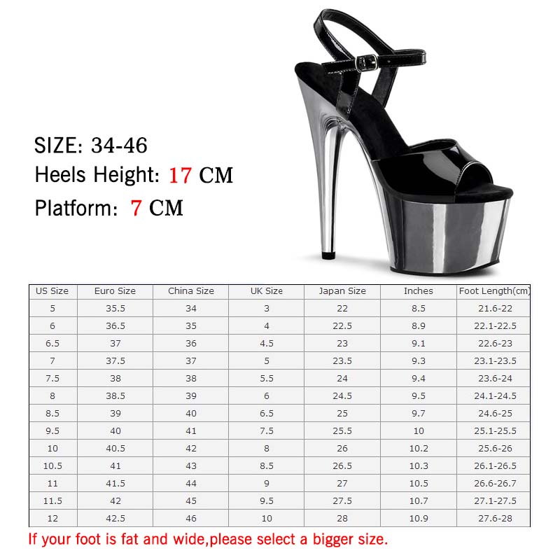 Damenschuhe Sommer High Heel Fish Mouth Tanzschuhe Schwarz Schnalle Leder Mode Sandalen 17cm Absatz 7cm Plateau YKC