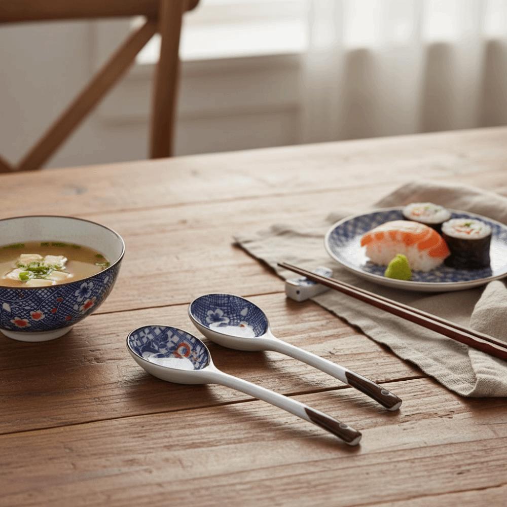 Hand-painted Ceramic Soup Spoon Gift Set Japanese Style Ramen Miso Soup Spoon Present