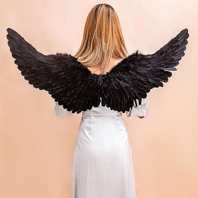 1 Stück Engelsflügel Weiß Schwarz Federflügel Erwachsene Kinder Geburtstagsgeschenk Cosplay Flügel Bühnenshow Halloween Weihnachtsfeier Kostüm