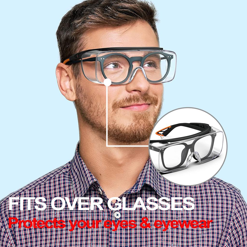 Óculos de segurança VOPHA antiembaçantes com lentes transparentes e proteção lateral tipo asa anti-luz azul óculos protetores unissex