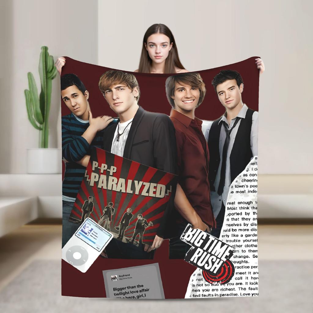 Big Time Rush Band Flannel Blanket Winter Super Soft Throw Blanket for Girls Boys Outdoor Funny Bedspread Sofa Bed Cover