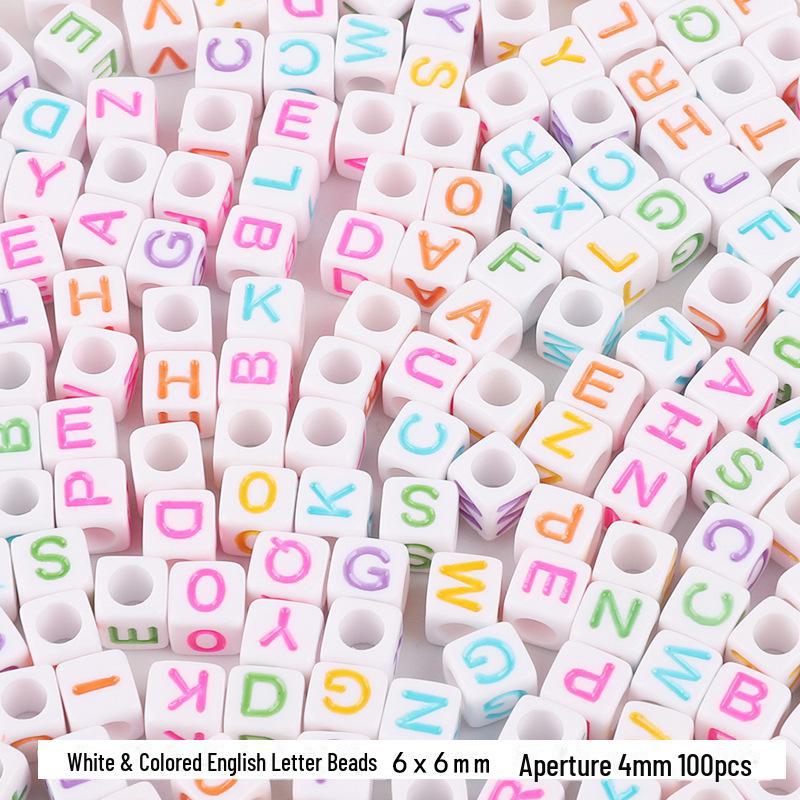 Colorful Acrylic Square Beads: English & Russian Letters for Handmade DIY Bracelets & Jewelry Accessories