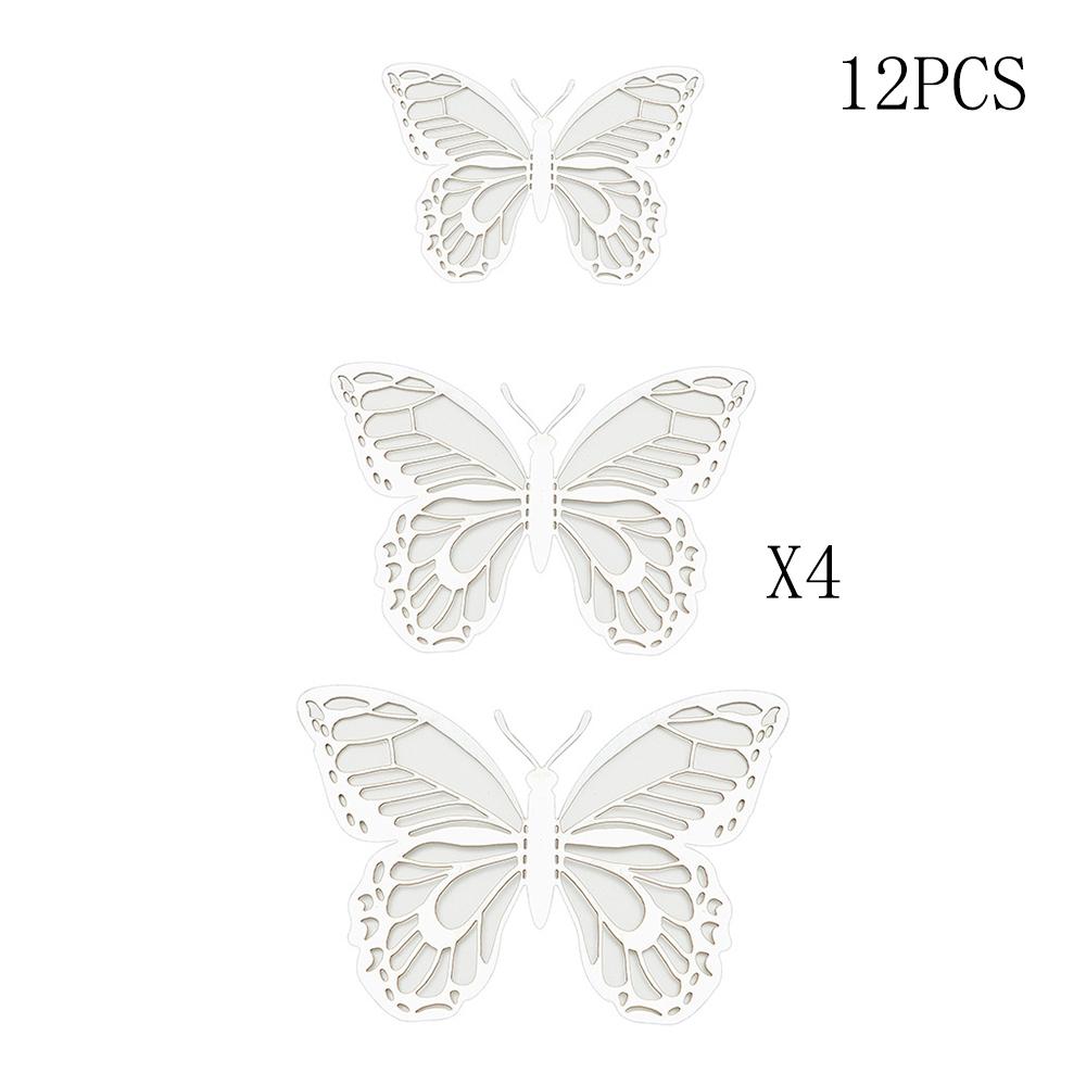 12Pcs Fashion 3D Hollow Butterfly Creative Wall Sticker Gold Butterfly Decorations for Butterfly Birthday Paper Butterfly
