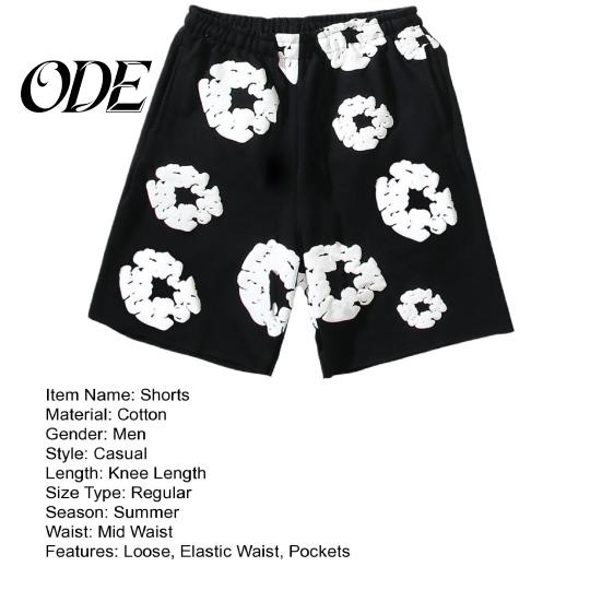 Men Casual Shorts Summer Flower Print Drawstring Elastic Waist Loose Pockets Street Style Pleated Vacation Beach Sport Homewear Short Pants