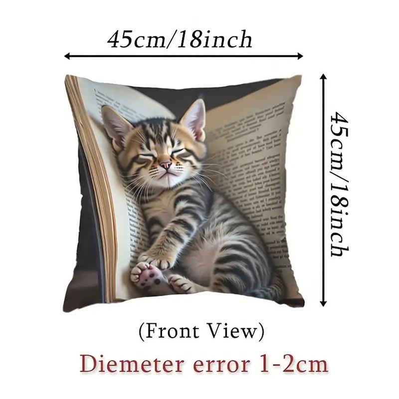 Cat Pattern Square Pillow Cover 18X18 Inches Single-Sided Printed Pillow Cover Home Pillow Cover Living Room Decoration