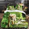 Lion King Queen Duvet Cover Watercolor Animal Bedding Set for Boys Teens Adults Colorful Wildlife 2/3pcs Polyester Quilt Cover