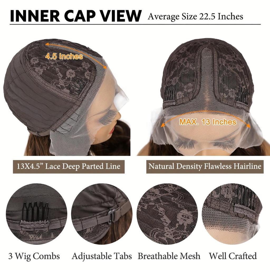 ALAN EATON Damen Lace Front Perücken Honigbraun Rot Perücke Gerade Lange Perücken Täglich Party Cosplay Hochzeit Hohe Dichte GluelessWig