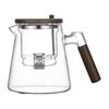 Théière à Piston Théière avec Infuseur Manche en Bois 750ml Pour Thé en Feuilles Séparation Thé Eau Gris Transparent