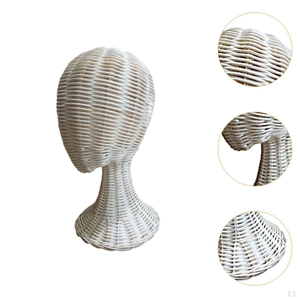 Woven Rattan Hat Display Stand Mannequin Holder Multiuse Lightweight Freestanding Home Decor