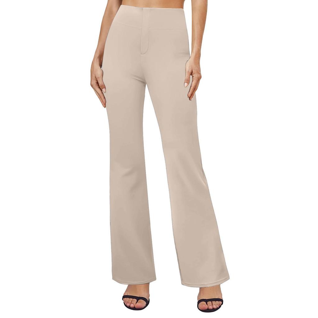 Women's High Waist Flare Pants Solid Color Casual Bootcut Trousers with Stretch