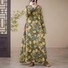 Loose Printed Round Neck Long Sleeve Dress Women's Long Dresses