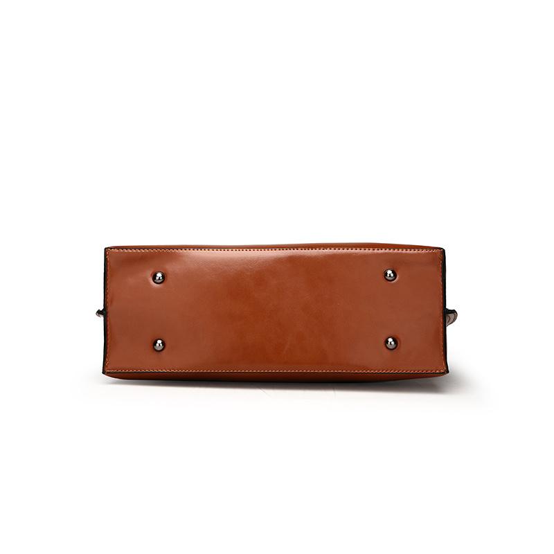 2 Pcs Set Women Casual Tote High Quality Oil Wax Soft Leather Elegant Offcie Handbag and Purses Retro Black Luxury Bag 2022 New