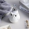 Bicuzat Ceramic White Owl Shaped Soap Dispenser with Plastic Pump, Body Lotion Soap Bottle, Hand Soap Dispenser for Bathroom Kitchen Countertop